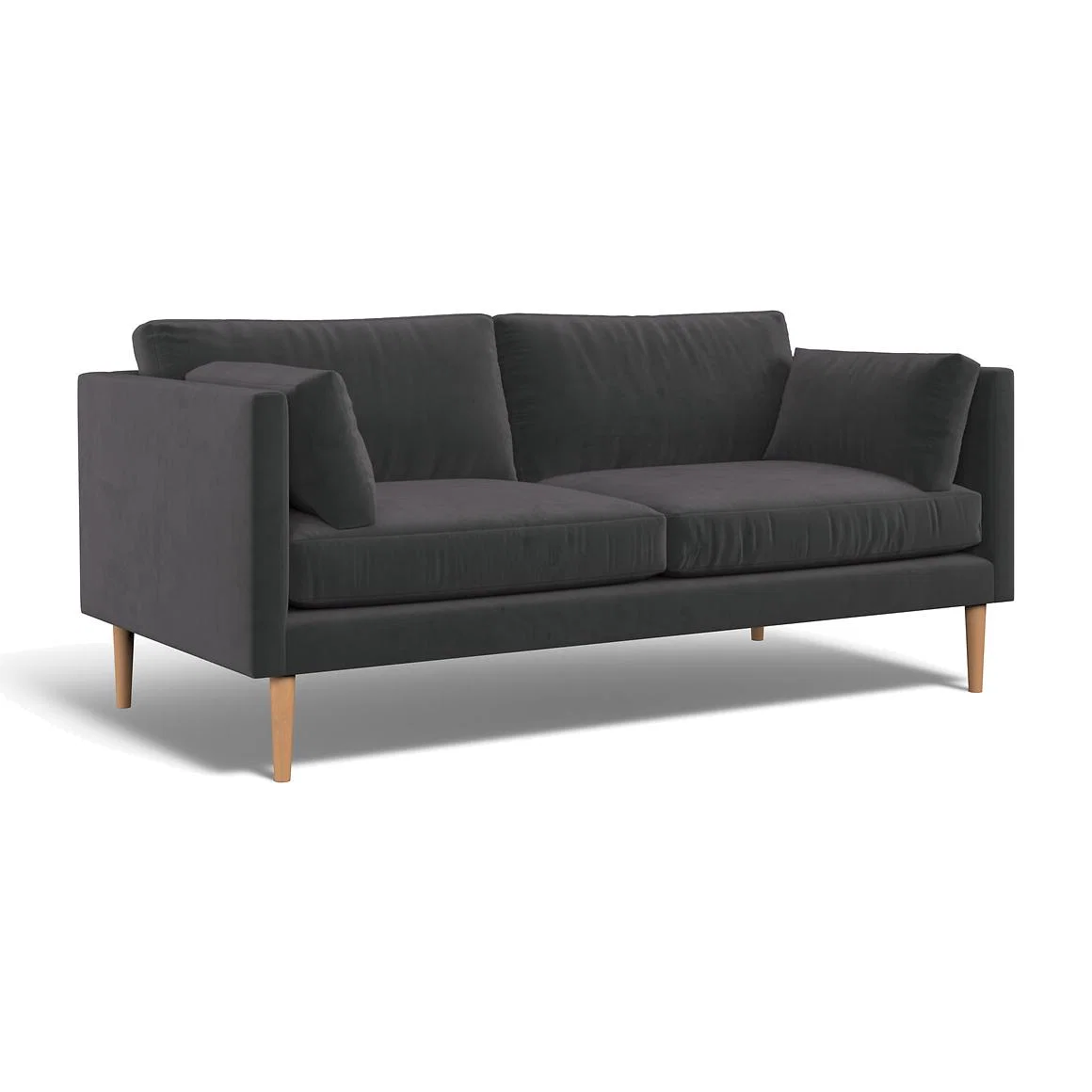 Gabriela Modern Velvet 3 Seater Feather Sofa with Light Wood Legs – image 1