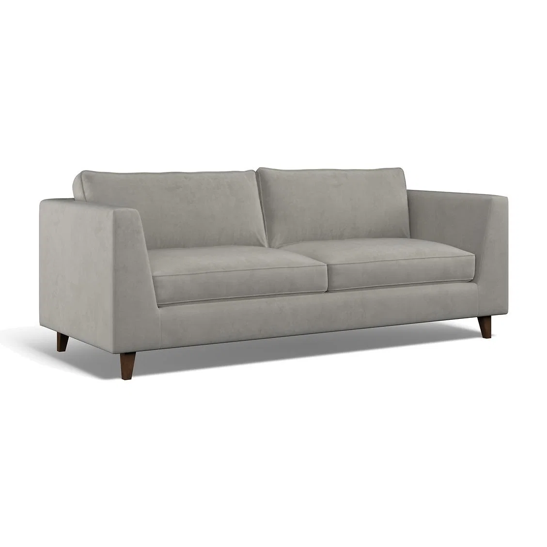 Claudia Angular Velvet 3 Seater Feather Sofa with Dark Wood Legs – image 1