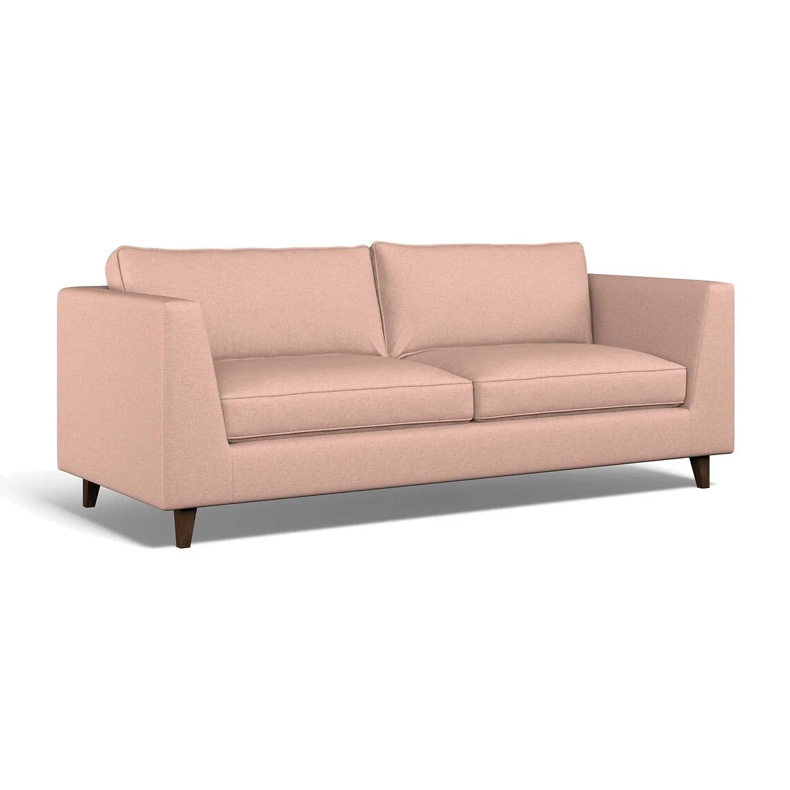 Claudia Angular Soft Brushed 3 Seater Feather Sofa with Dark Wood Legs – image 1