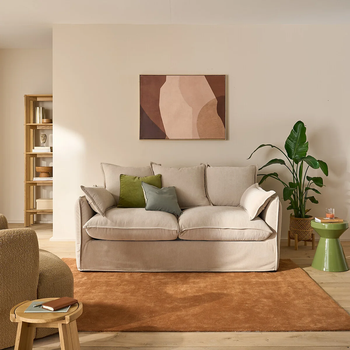 Odna Velvet-Touch 3 Seater Sofa with Removable Cover