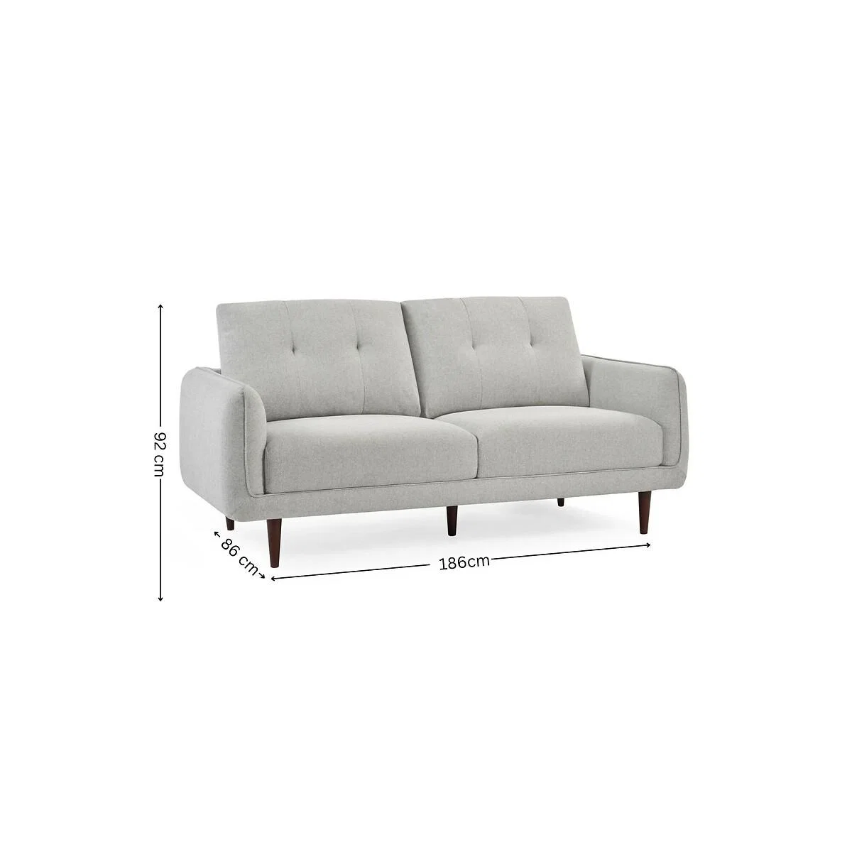 Rene Buttoned Soft Woven 3 Seater Sofa with Walnut Legs – image 10