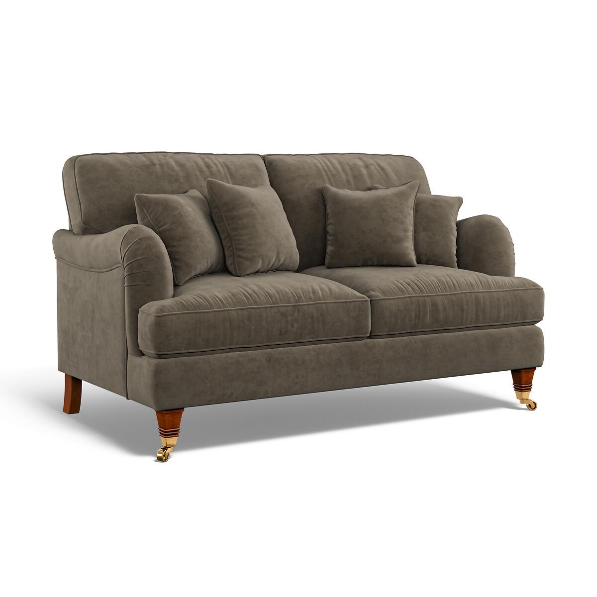 Emeline Velvet 2 Seater Sofa with Antique Castor Legs – image 2
