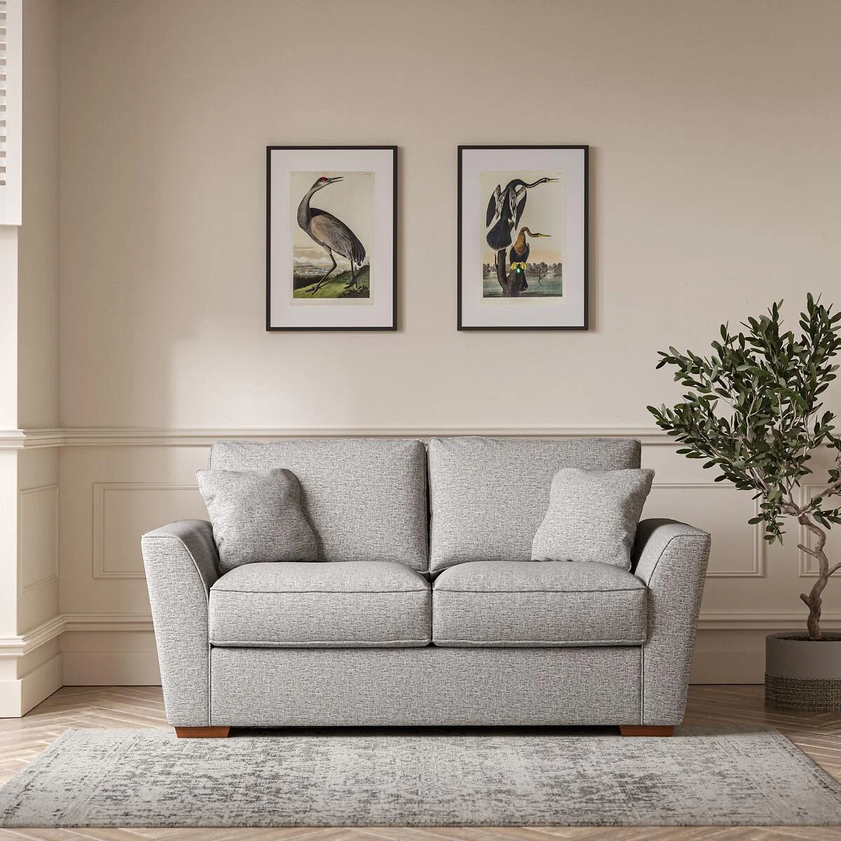 Florence Woven 2 Seater Sofa with Dark Brown Wood Legs – image 1