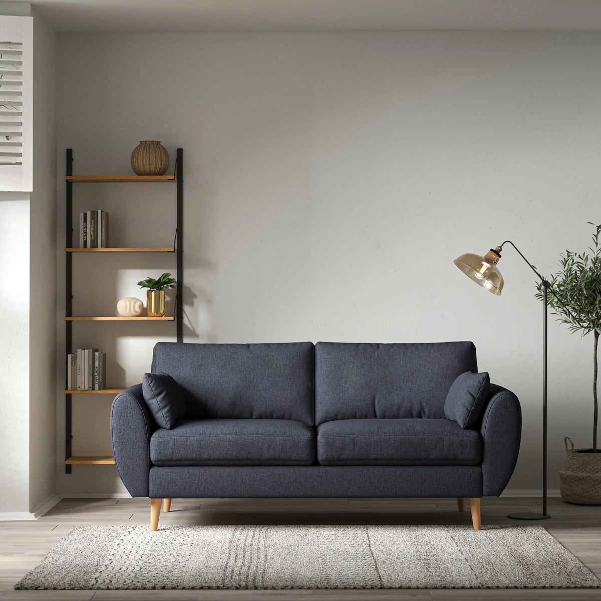 Ada Scandi Soft Brushed 3 Seater Sofa with Light Wood Legs – image 1