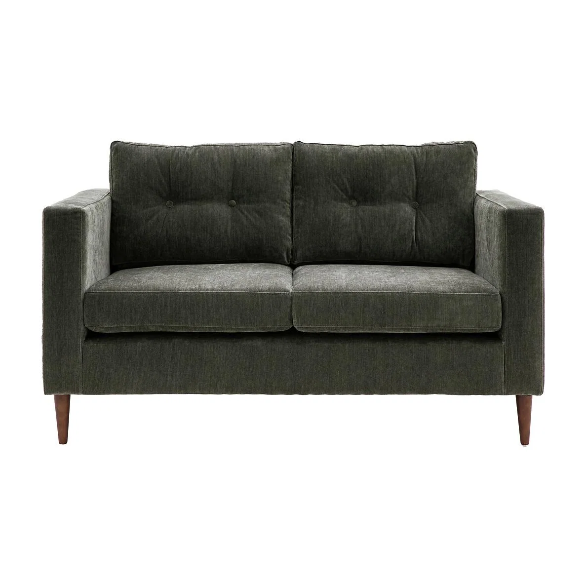 Marchfield Buttoned Soft Brushed 2 Seater Sofa with Dark Wood Legs – image 1