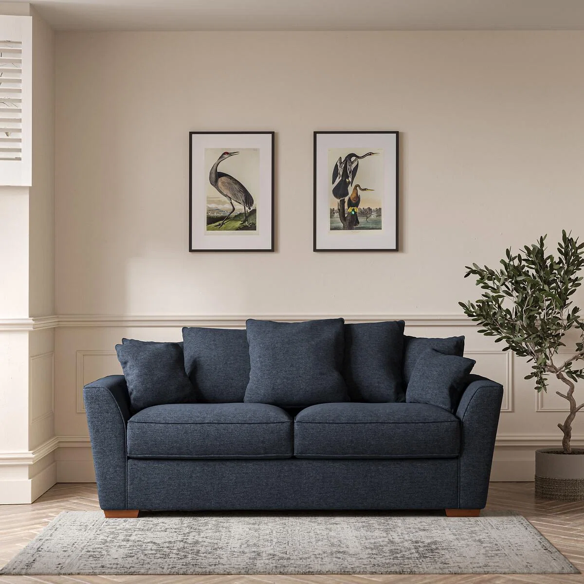 Florence Scatterback Soft Brushed 3 Seater Sofa with Dark Brown Wood Legs – image 1