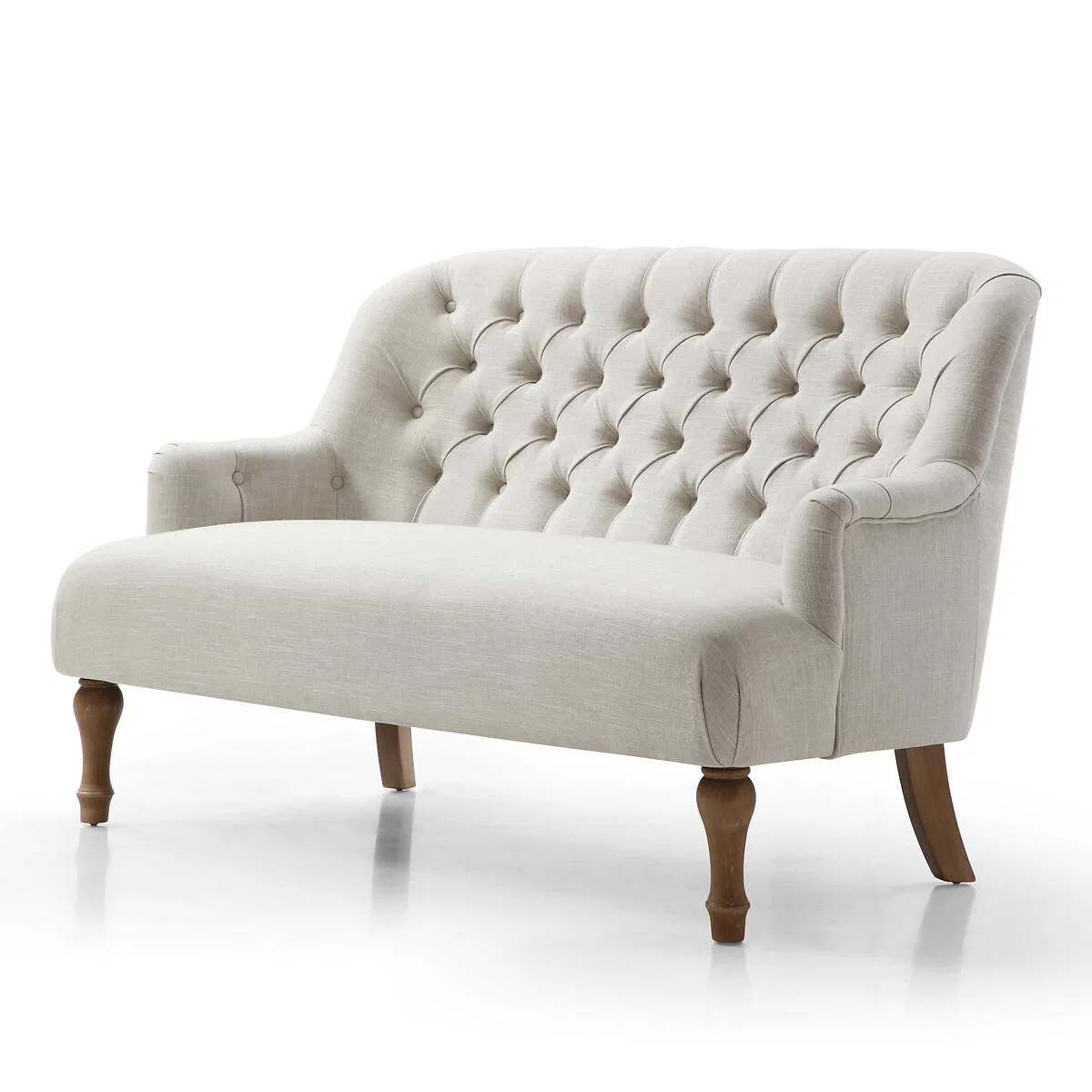 Bonnie Textured Linen Buttoned 2 Seater Accent Sofa – image 5