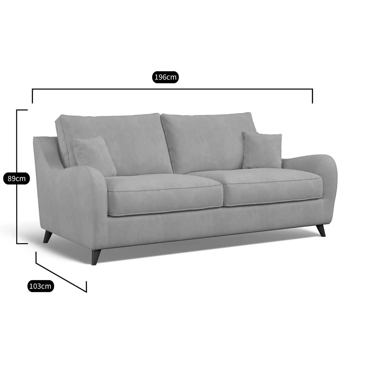 Amelia Textured Velvet 3 Seater Sofa with Dark Wood Legs – image 6