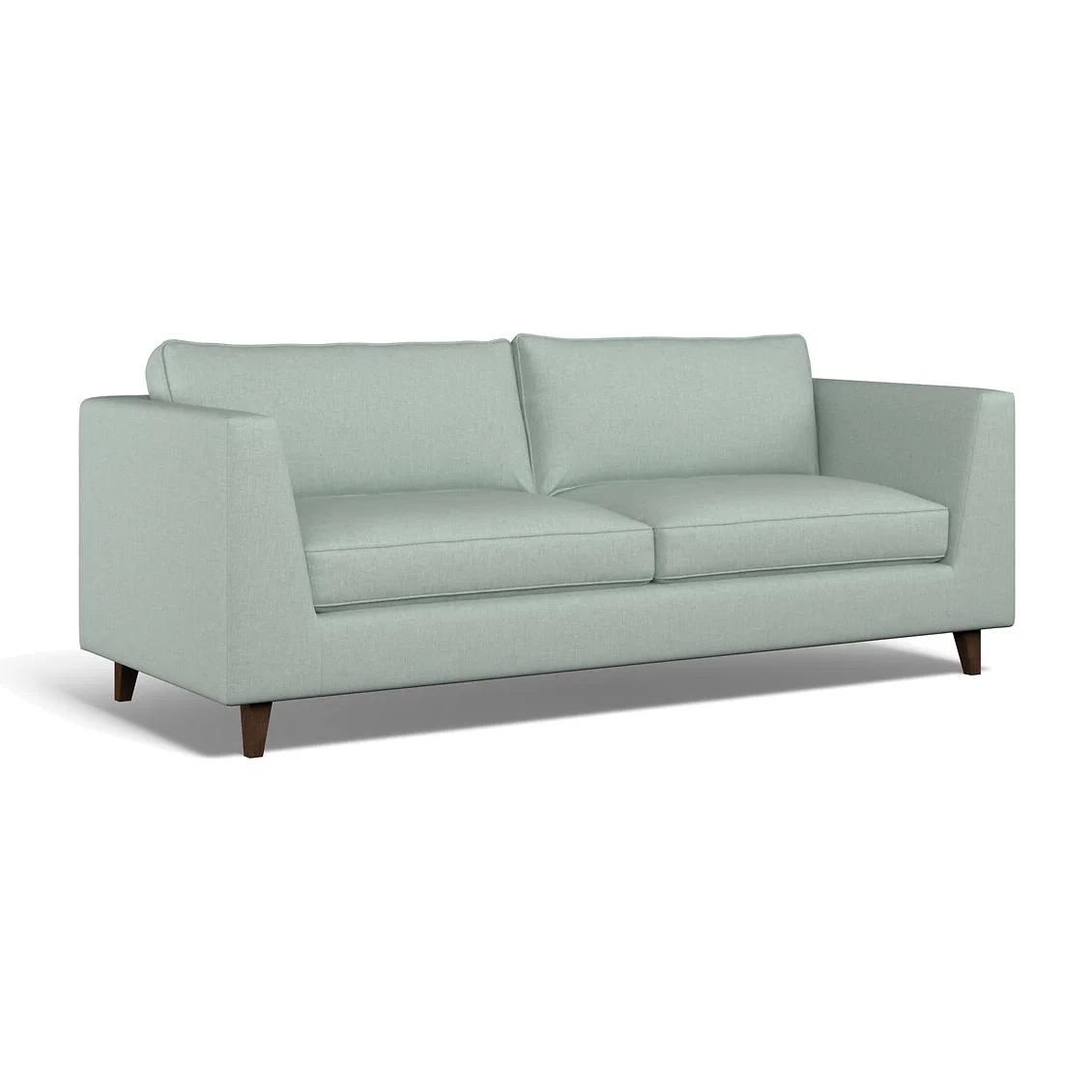Claudia Angular Soft Brushed 3 Seater Feather Sofa with Dark Wood Legs – image 1