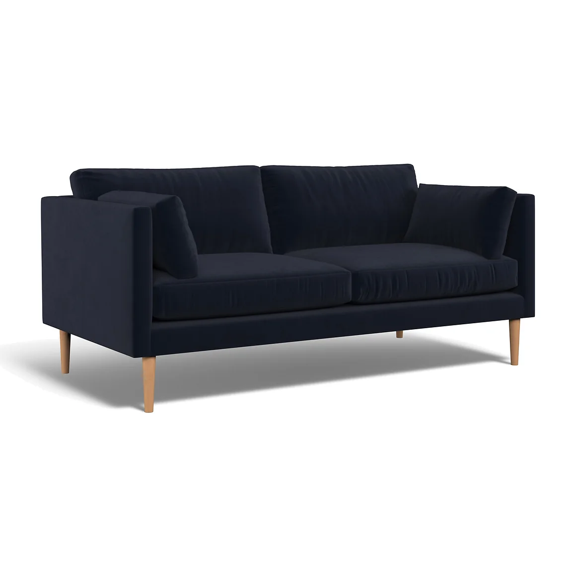 Gabriela Modern Velvet 3 Seater Feather Sofa with Light Wood Legs – image 1