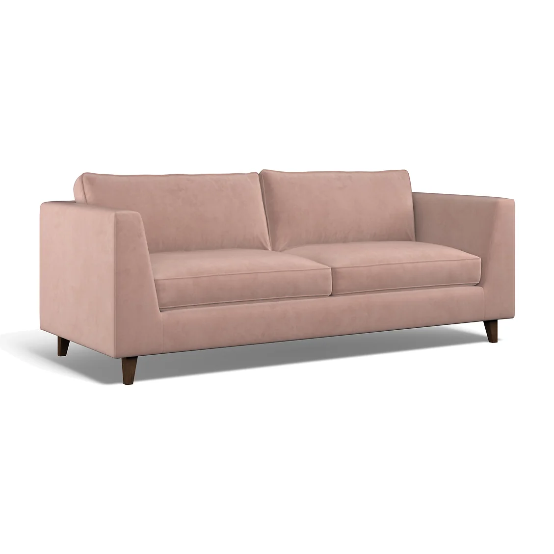 Claudia Angular Velvet 3 Seater Feather Sofa with Dark Wood Legs – image 1