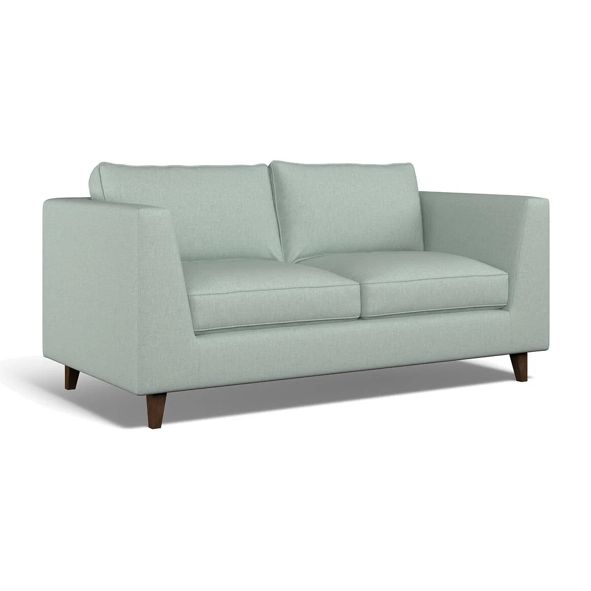 Claudia Angular Soft Brushed 2 Seater Feather Sofa with Dark Wood Legs – image 1