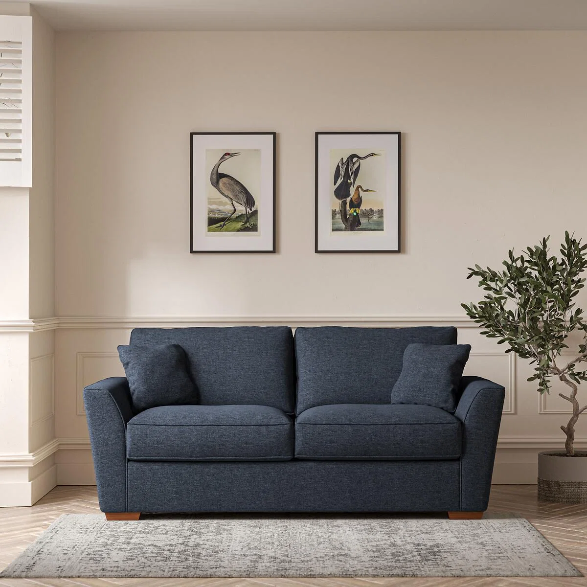 Florence Soft Brushed 3 Seater Sofa with Dark Brown Wood Legs – image 1