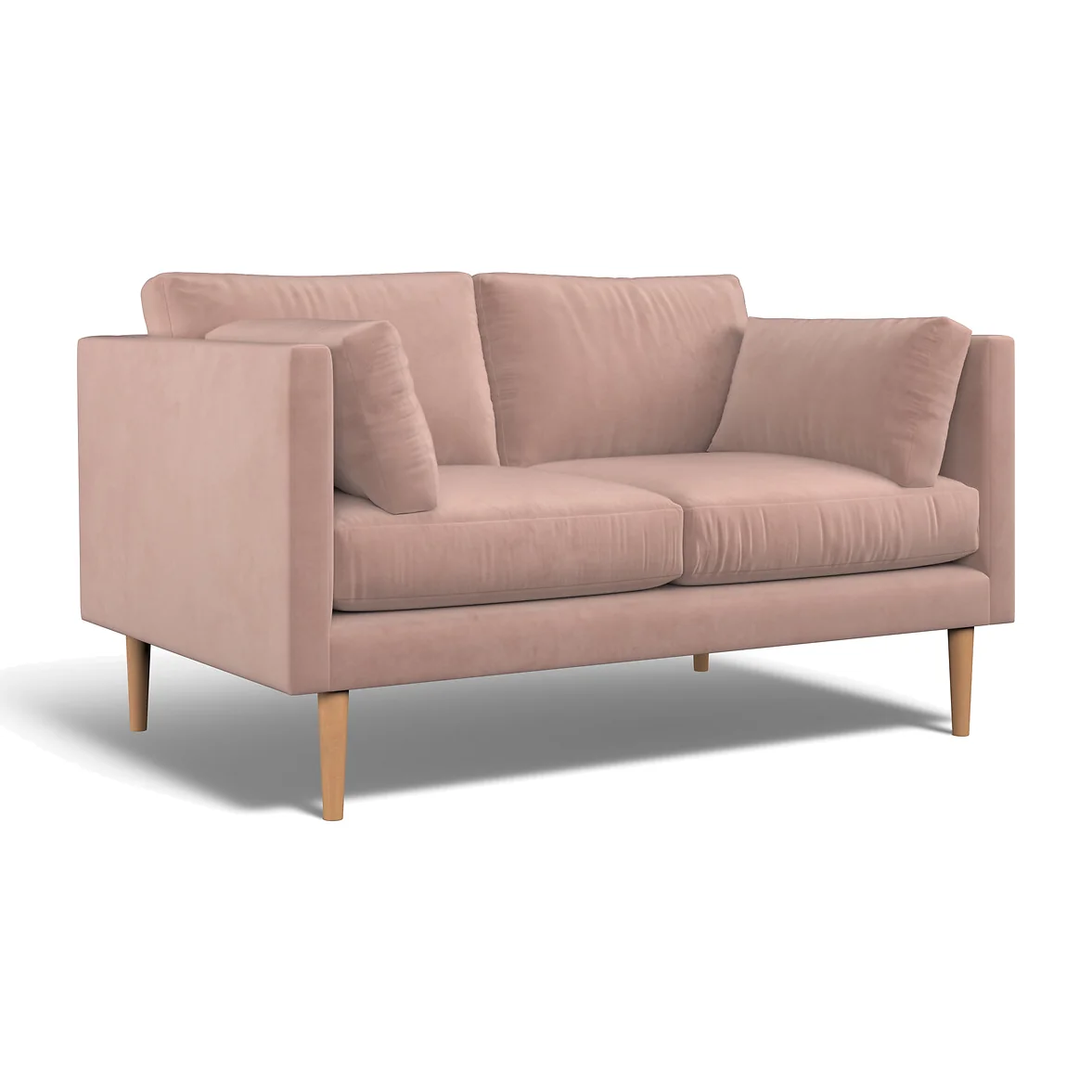 Gabriela Modern Velvet 2 Seater Feather Sofa with Light Wood Legs – image 1