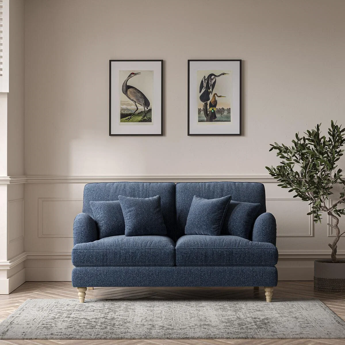 Emeline Tonal Basket Weave 2 Seater Sofa with Oak Legs – image 1