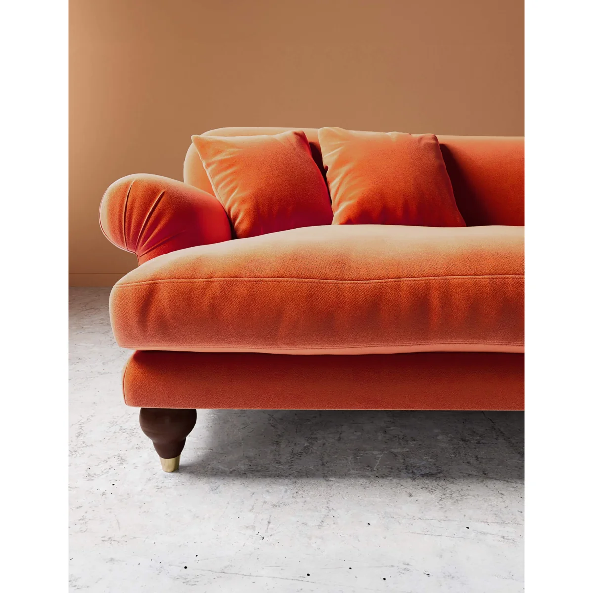 Swoon Willows Easy Velvet 3 Seater Sofa Orange – image 2