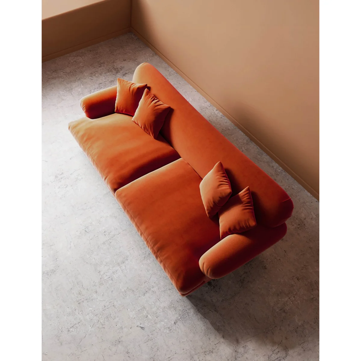 Swoon Willows Easy Velvet 3 Seater Sofa Orange – image 4