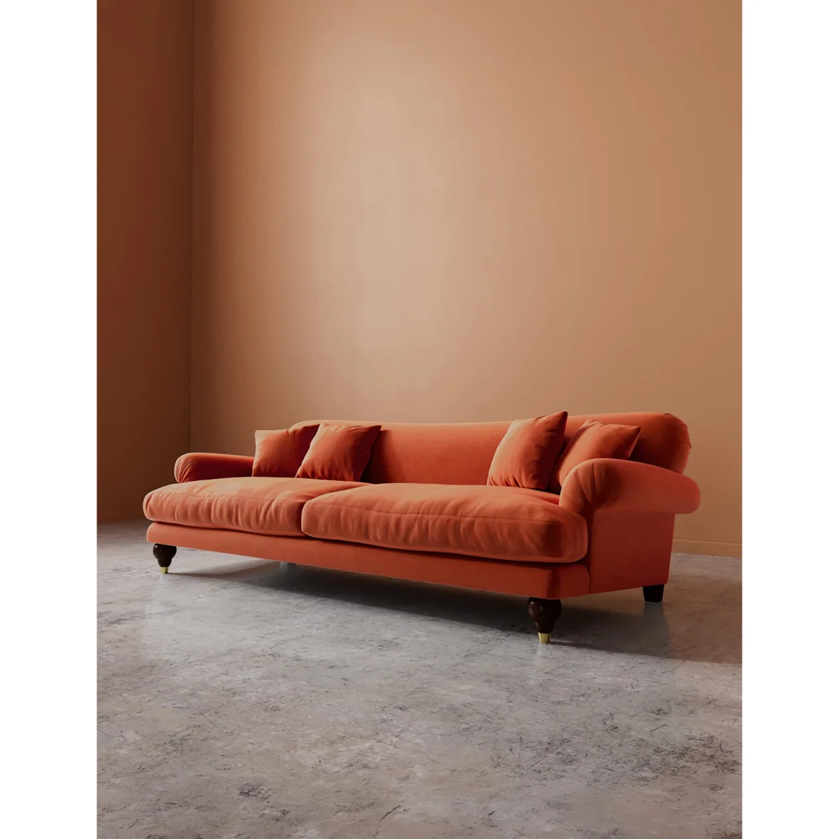 Swoon Willows Easy Velvet 3 Seater Sofa Orange – image 5