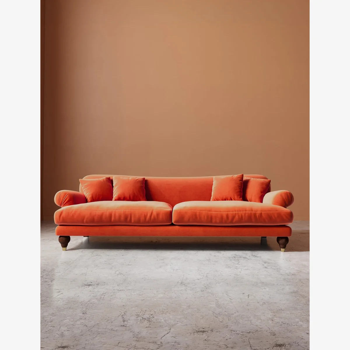 Swoon Willows Easy Velvet 3 Seater Sofa Orange – image 1