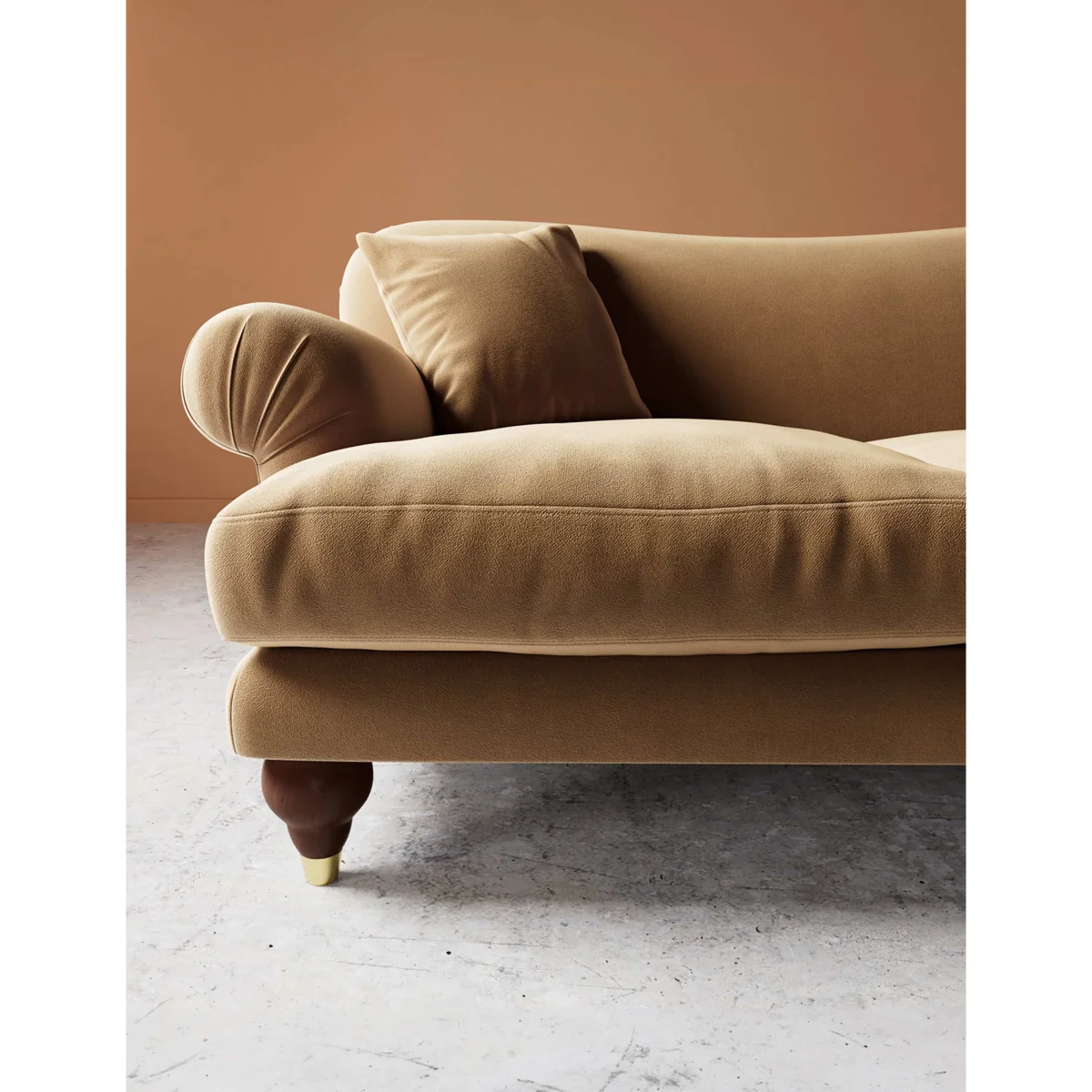 Swoon Willows Easy Velvet 2 Seater Sofa Tan – image 2