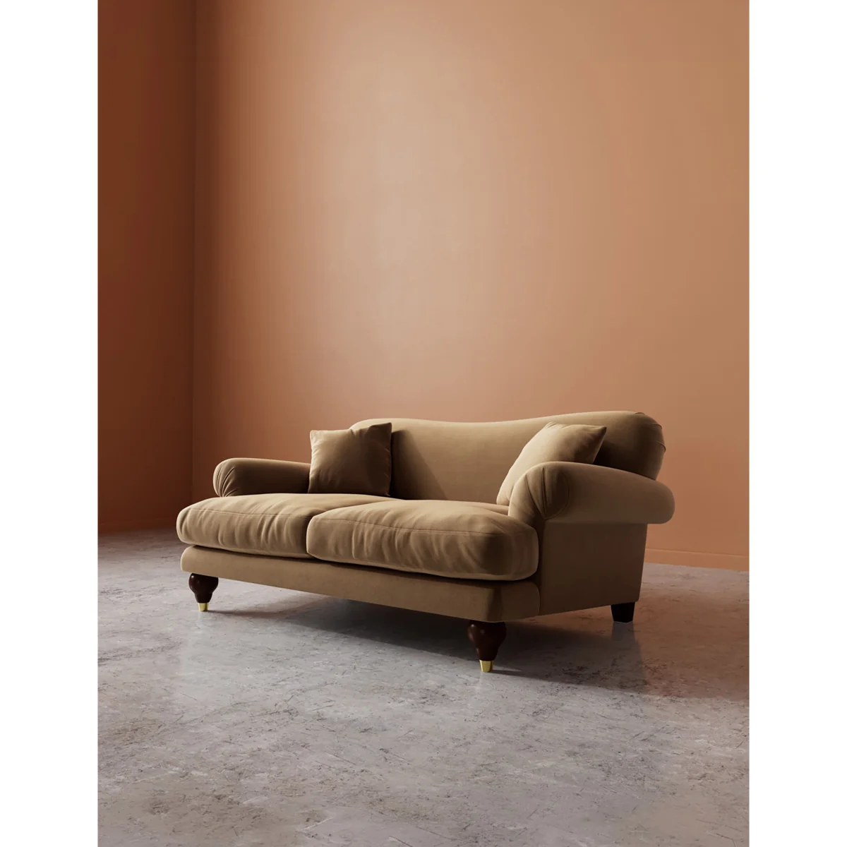 Swoon Willows Easy Velvet 2 Seater Sofa Tan – image 5