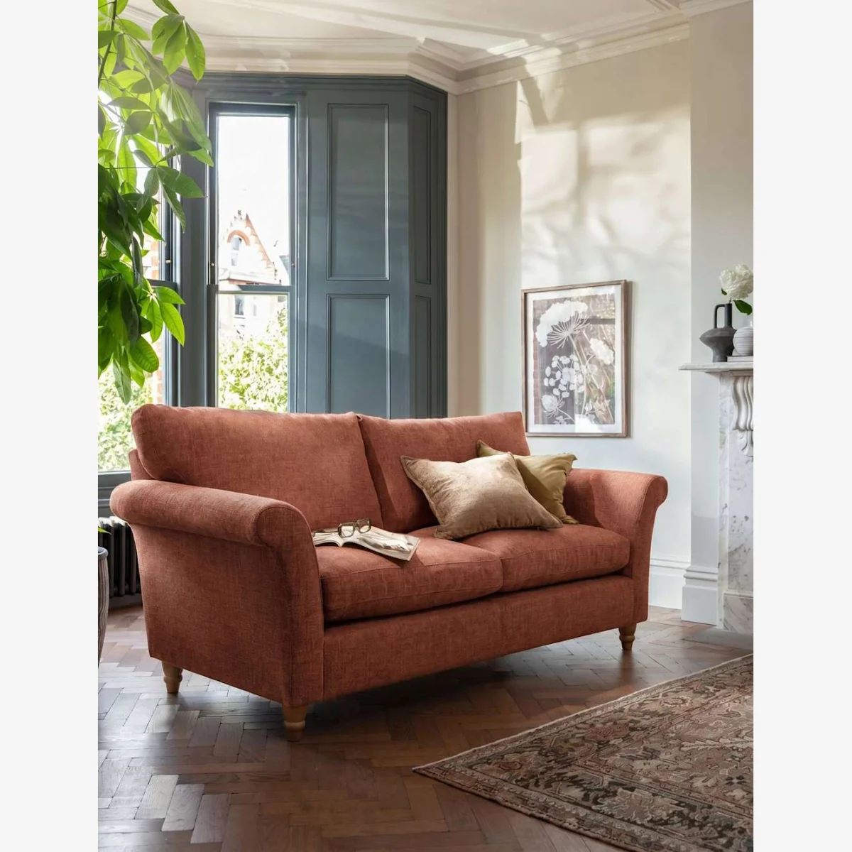 BARKER AND STONEHOUSE Amelie Fabric Large 3 Seater Sofa Dark Red – image 1