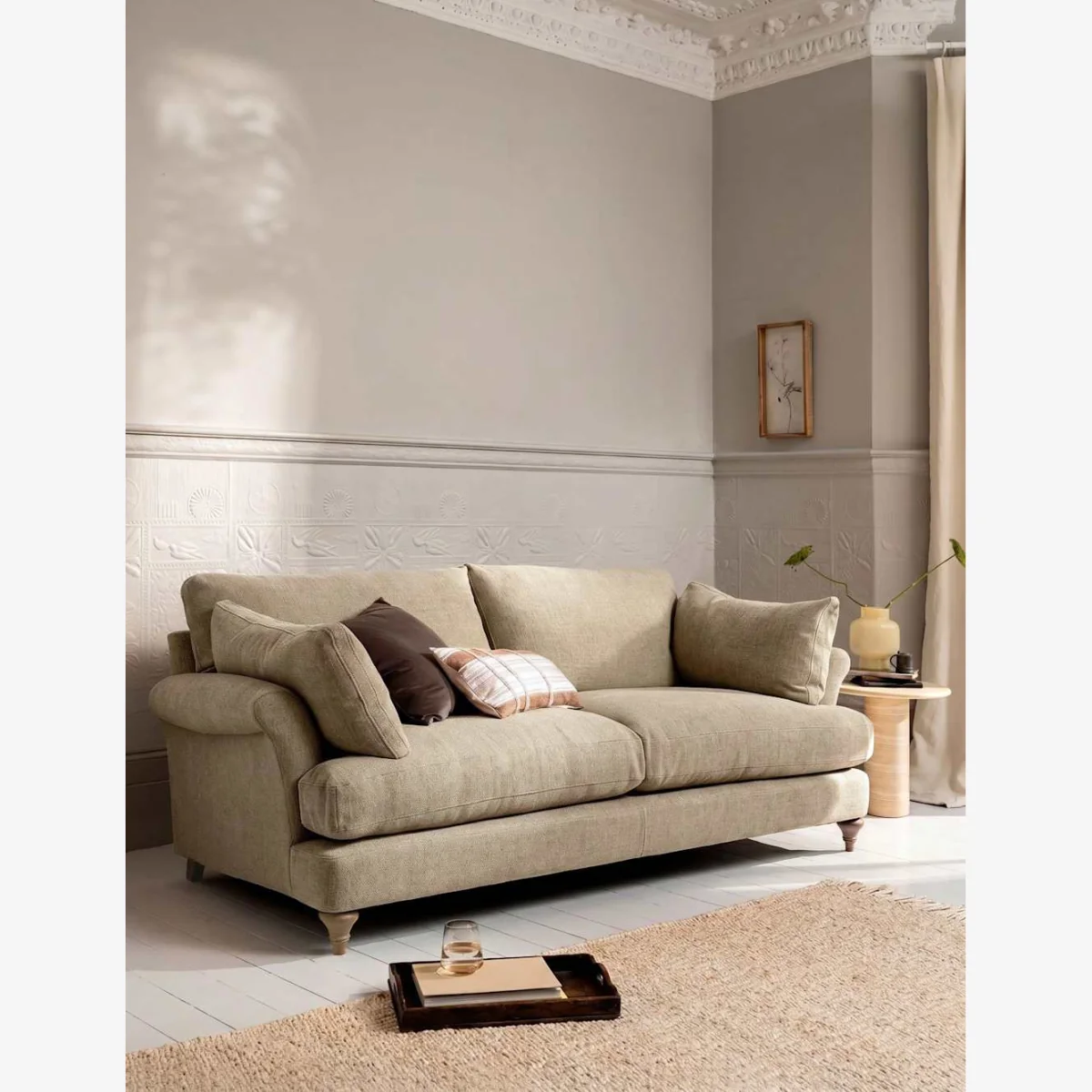 BARKER AND STONEHOUSE Isla 3 Seater Sofa Khaki – image 1