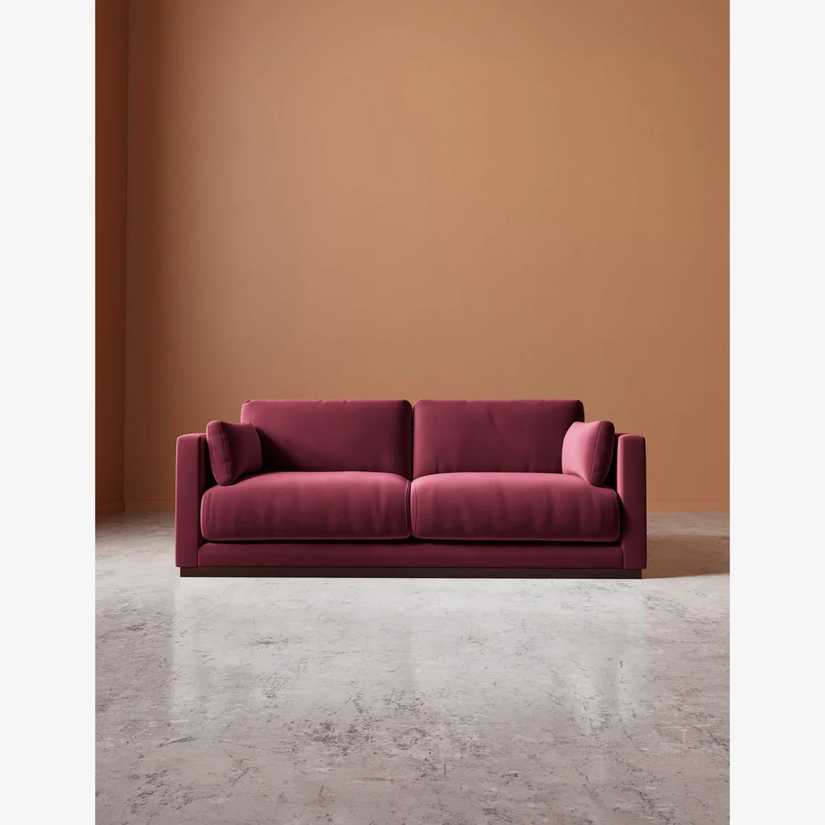 Swoon Easy Velvet 2 Seater Sofa Burgundy – image 1