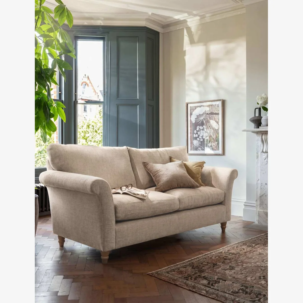 BARKER AND STONEHOUSE Amelie Fabric Large 3 Seater Sofa Oatmeal – image 1