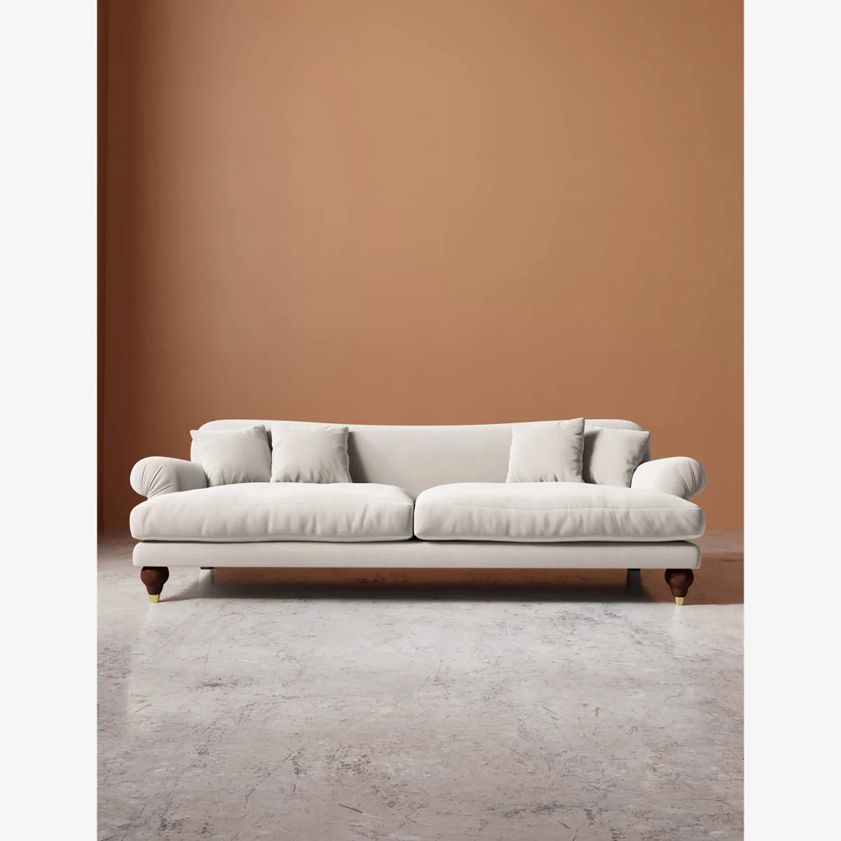 Swoon Willows Crushed Velvet 3 Seater Sofa Cream – image 1