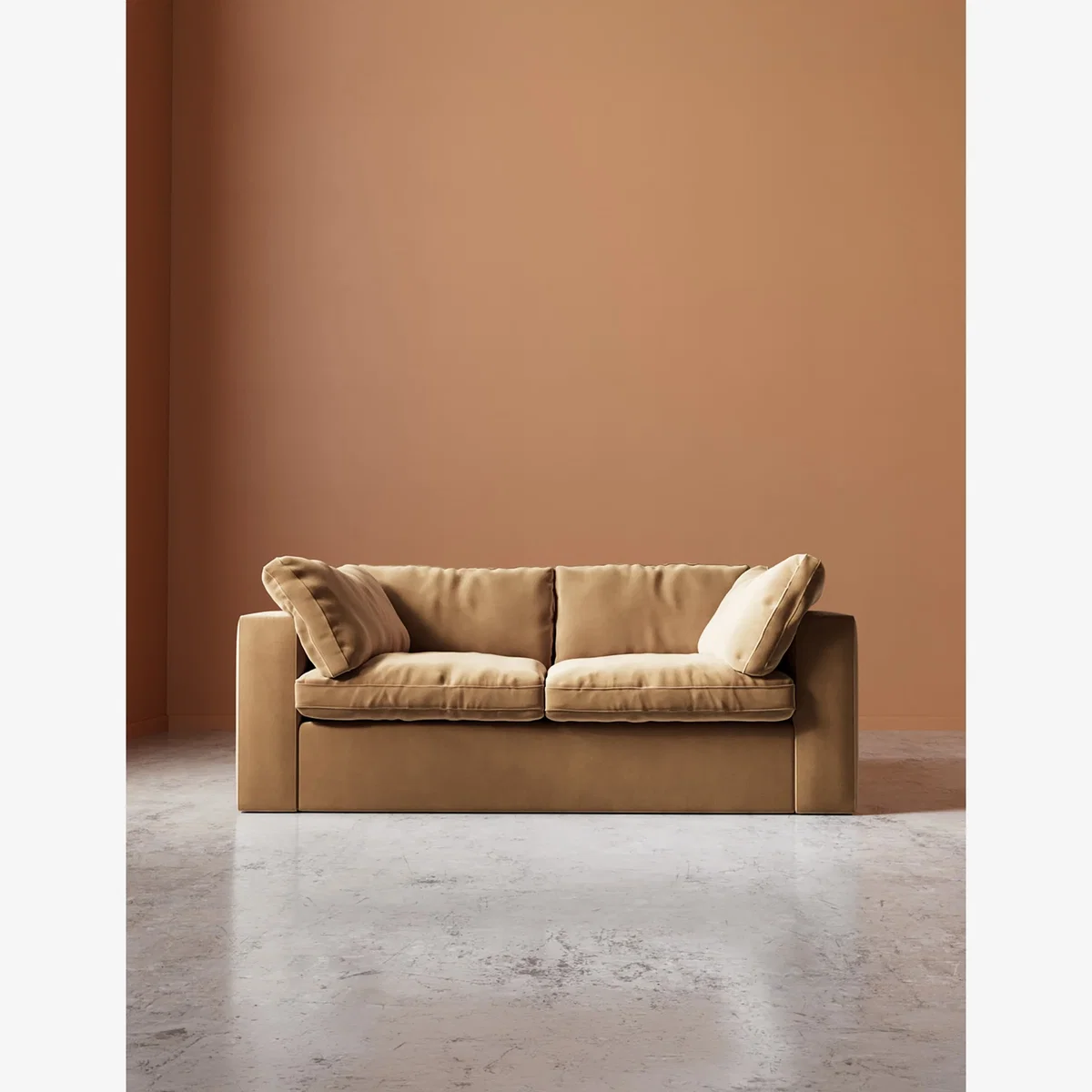 Swoon Velvet 2 Seater Sofa Tan – image 1