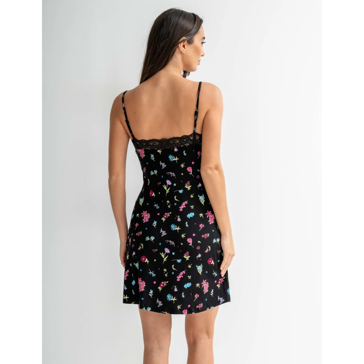 Pour Moi Sofa Loves Lace Jersey Floral Nightie Black Mix – image 4