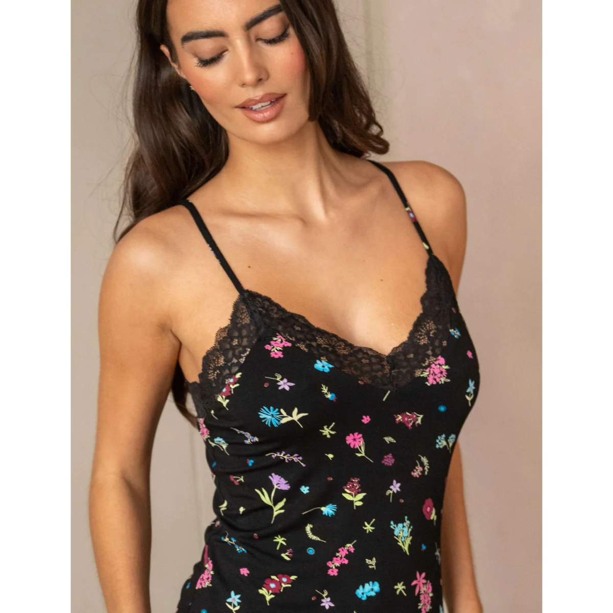 Pour Moi Sofa Loves Lace Jersey Floral Nightie Black Mix – image 5