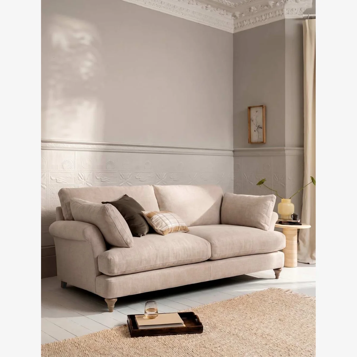 BARKER AND STONEHOUSE Isla Fabric Extra Large 3 Seater Sofa Cream – image 1