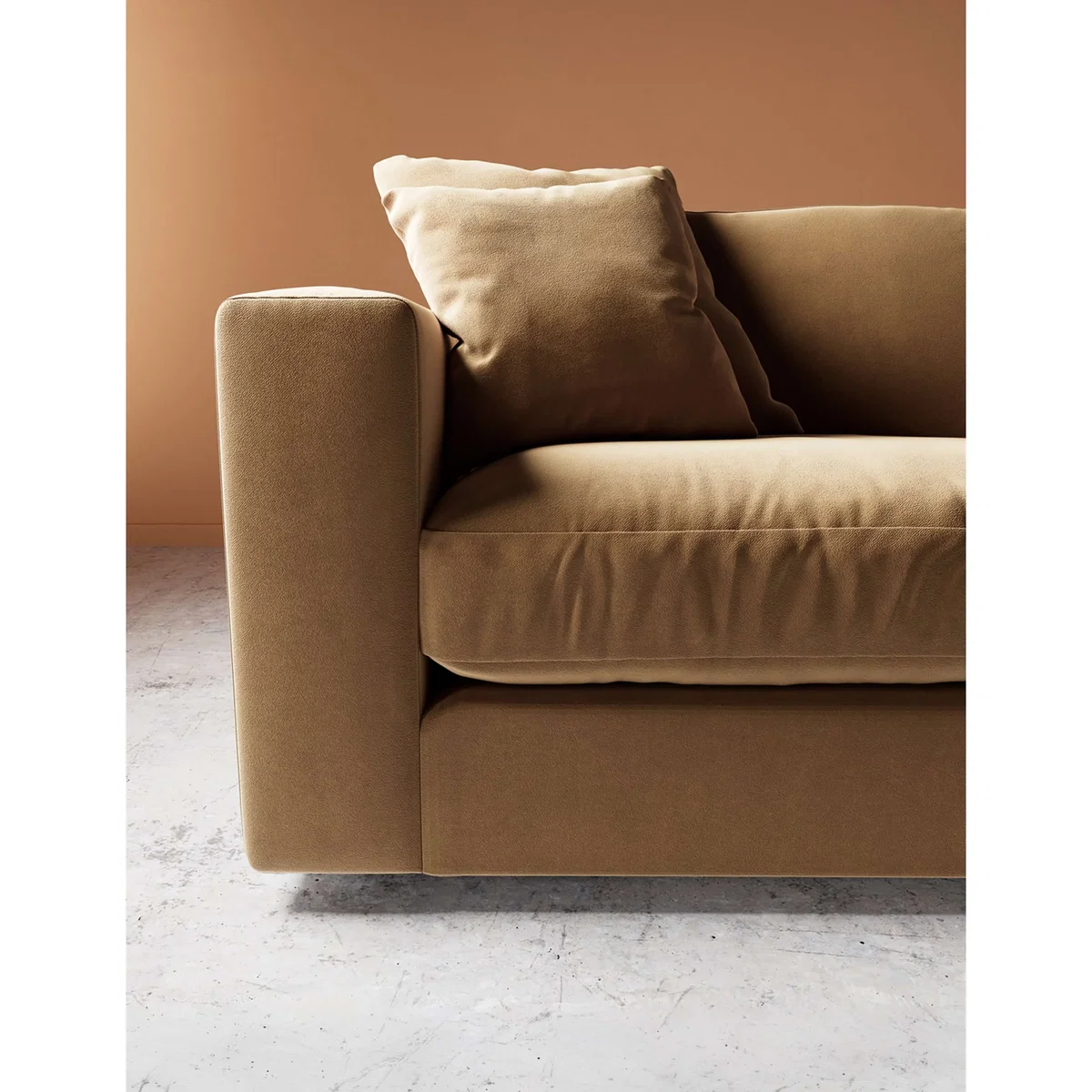 Swoon Easy Velvet 3 Seater Sofa Tan – image 2