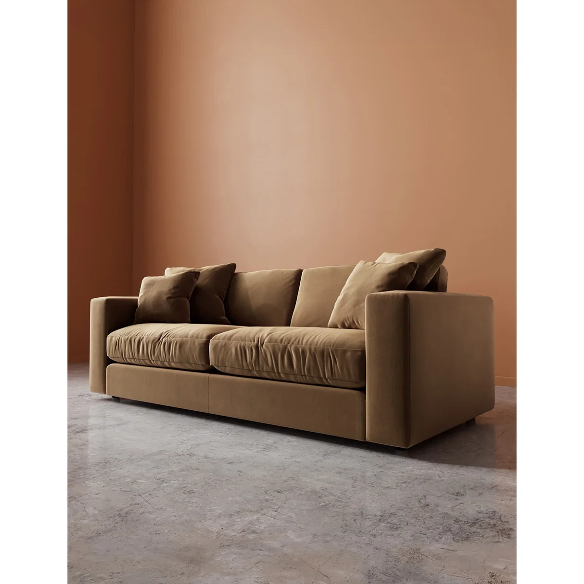 Swoon Easy Velvet 3 Seater Sofa Tan – image 5