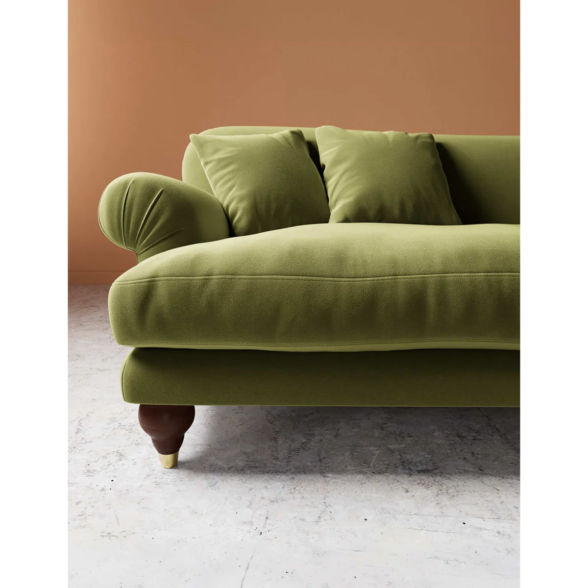 Swoon Willows Easy Velvet 3 Seater Sofa Green – image 2