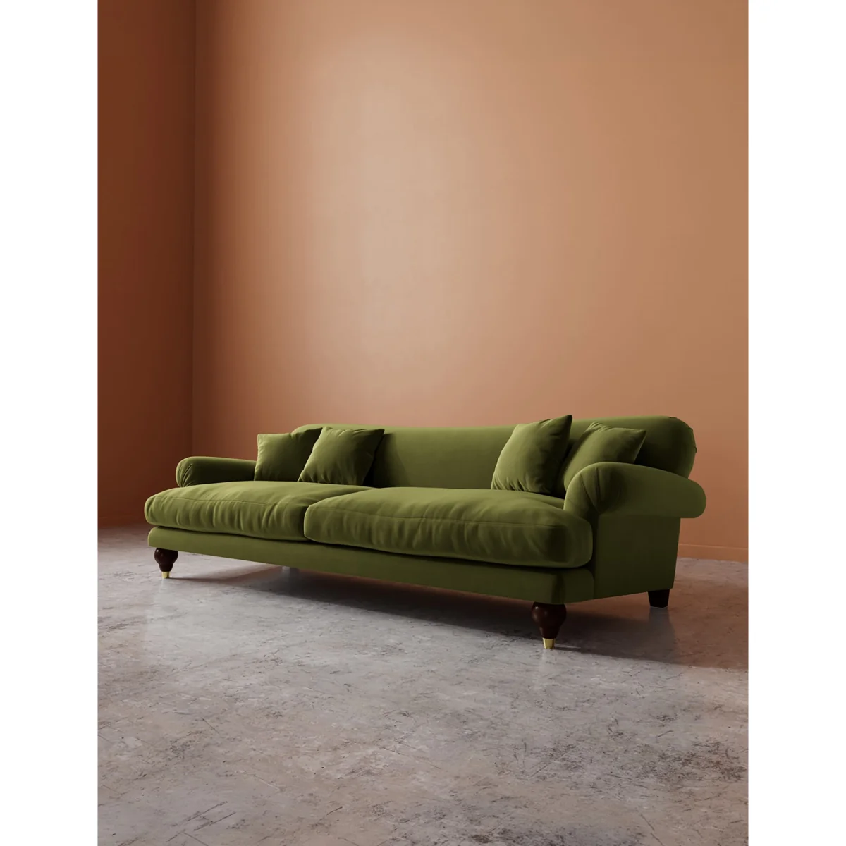 Swoon Willows Easy Velvet 3 Seater Sofa Green – image 5