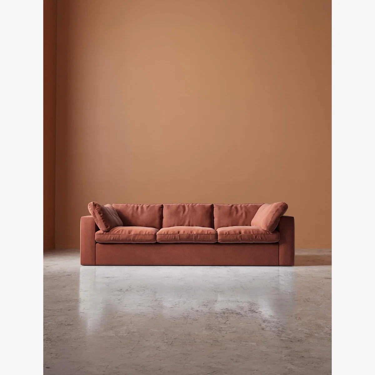 Swoon Easy Velvet 3 Seater Sofa Brown – image 1