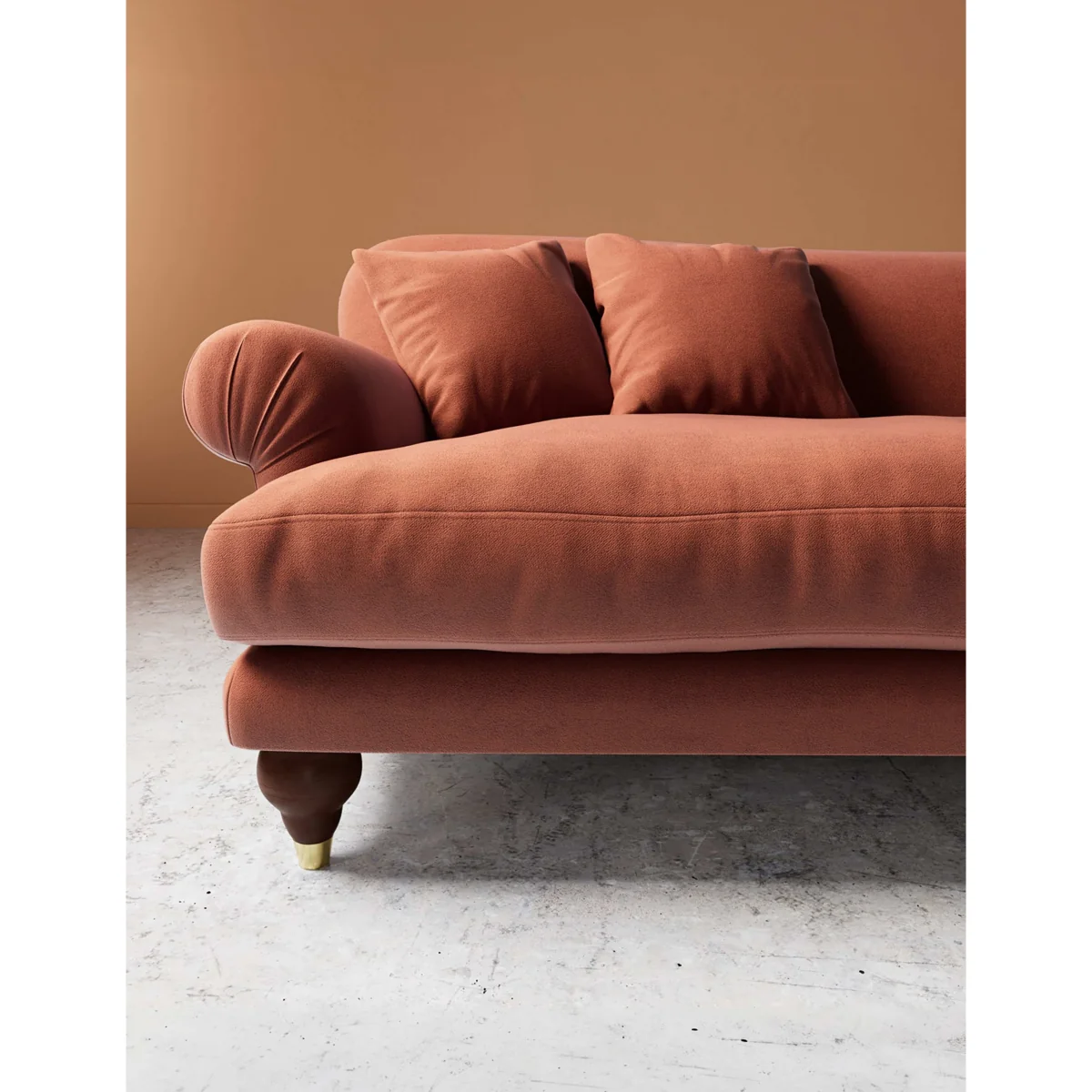 Swoon Willows Easy Velvet 3 Seater Sofa Brown – image 2