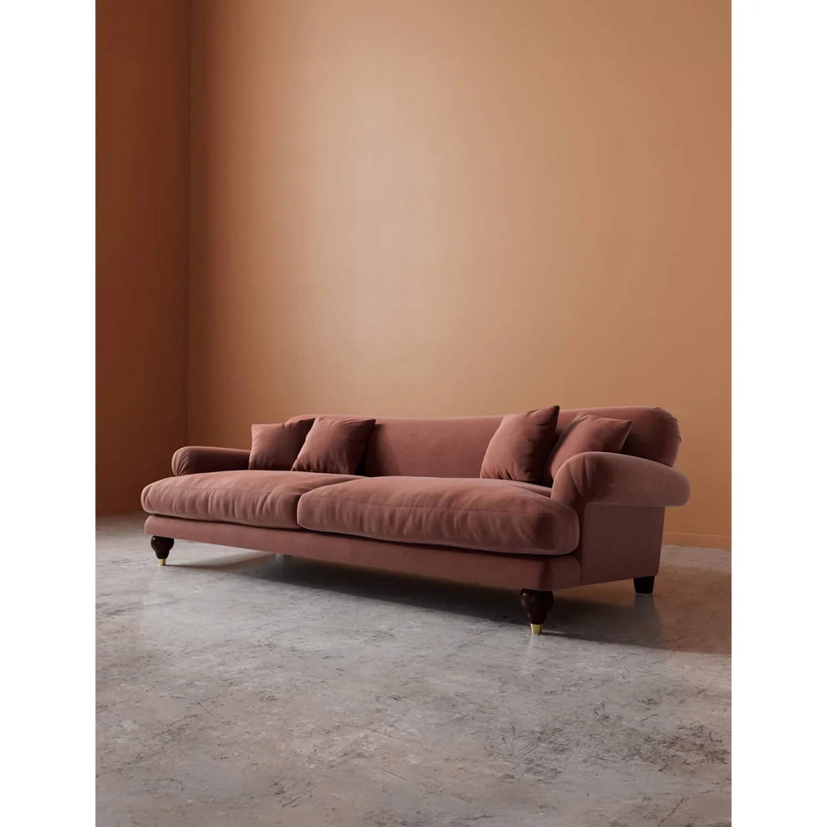 Swoon Willows Easy Velvet 3 Seater Sofa Brown – image 5