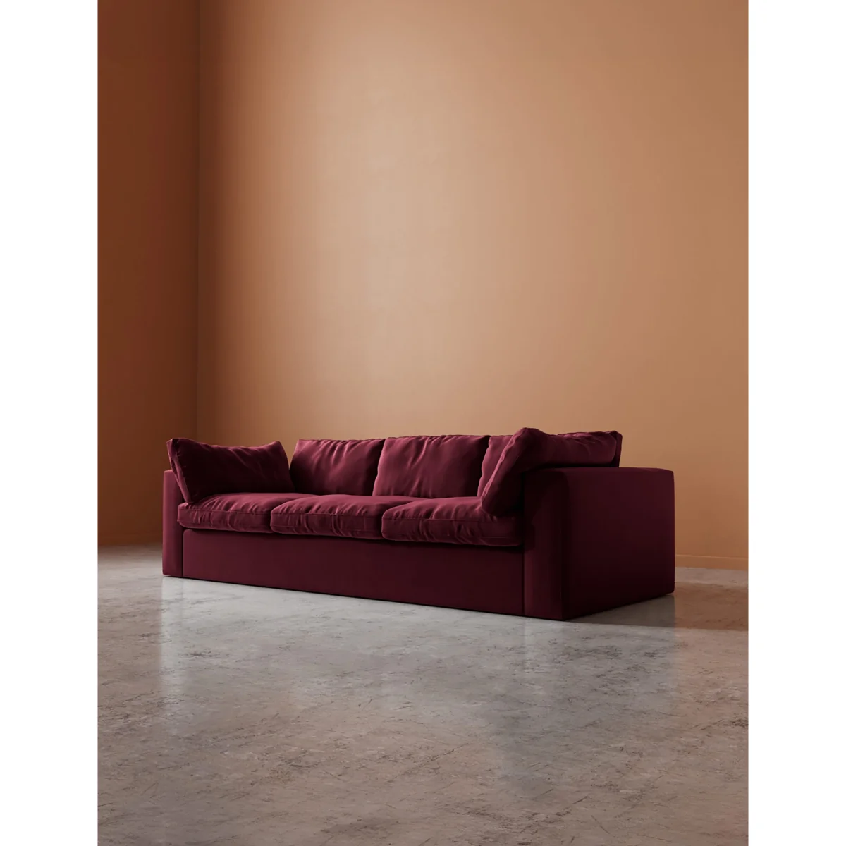 Swoon Easy Velvet 3 Seater Sofa Red – image 5