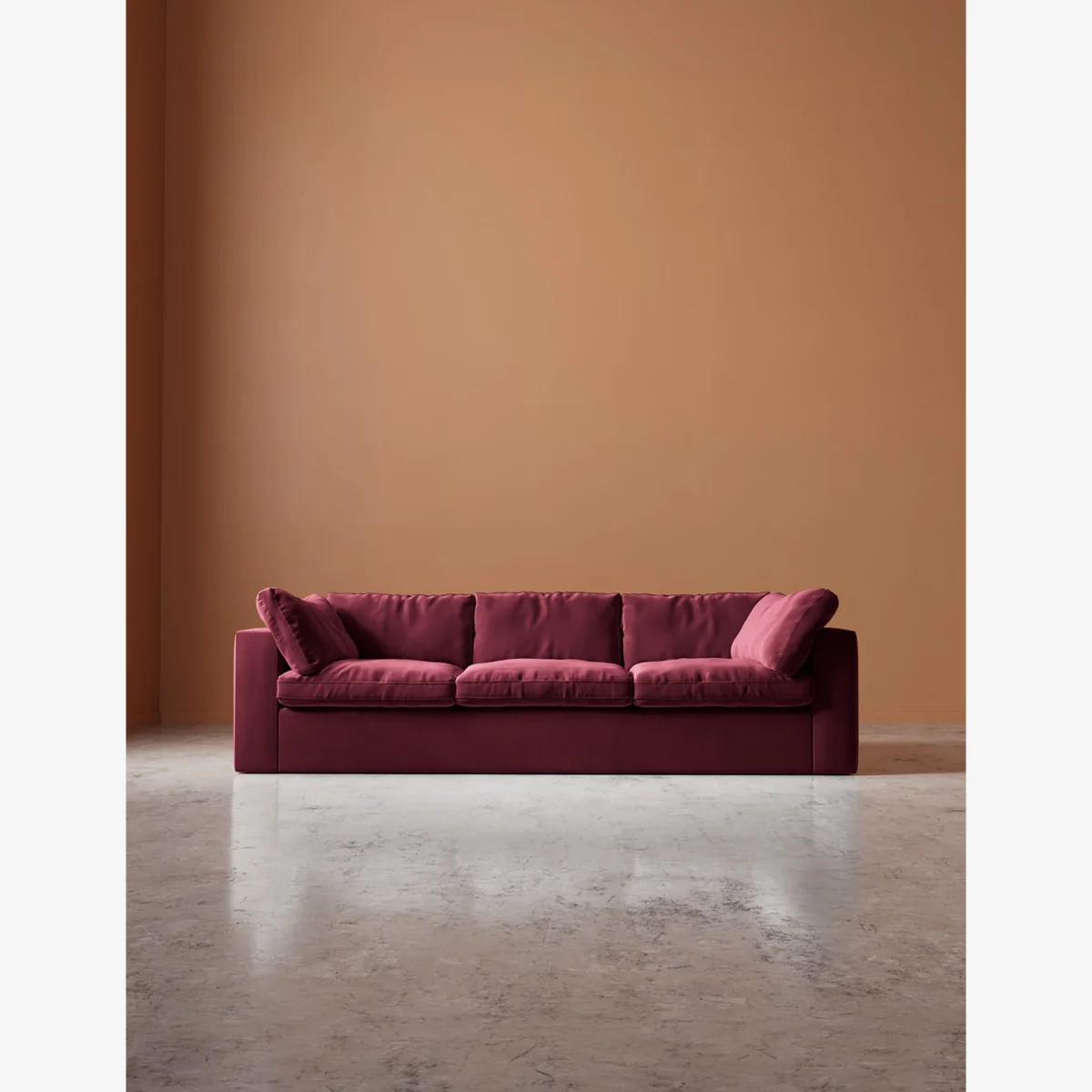 Swoon Easy Velvet 3 Seater Sofa Red – image 1