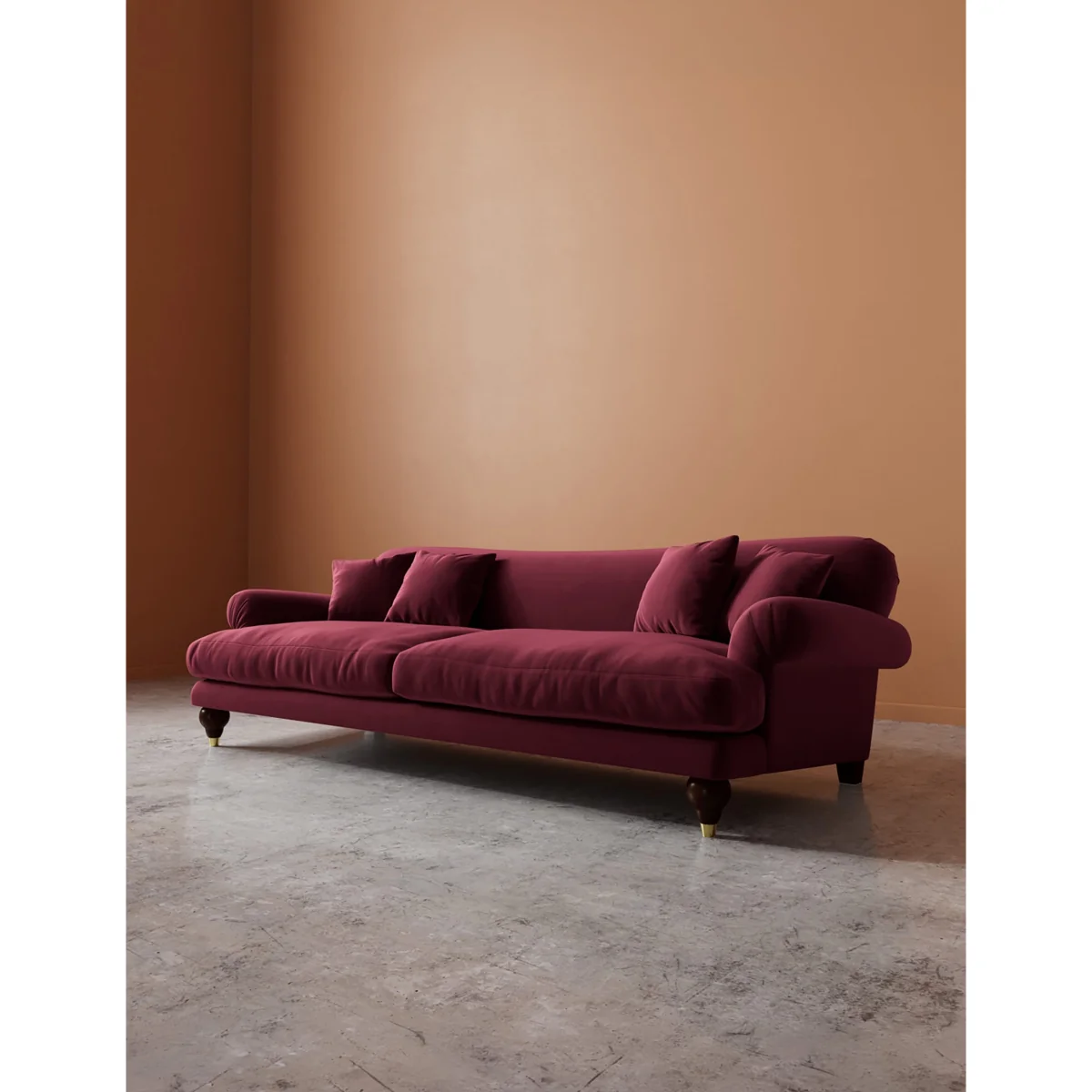 Swoon Willows Easy Velvet 3 Seater Sofa Burgundy – image 5