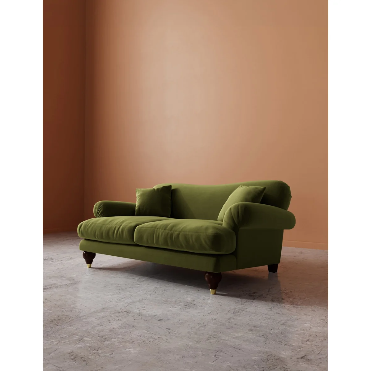 Swoon Willows Easy Velvet 2 Seater Sofa Green – image 5
