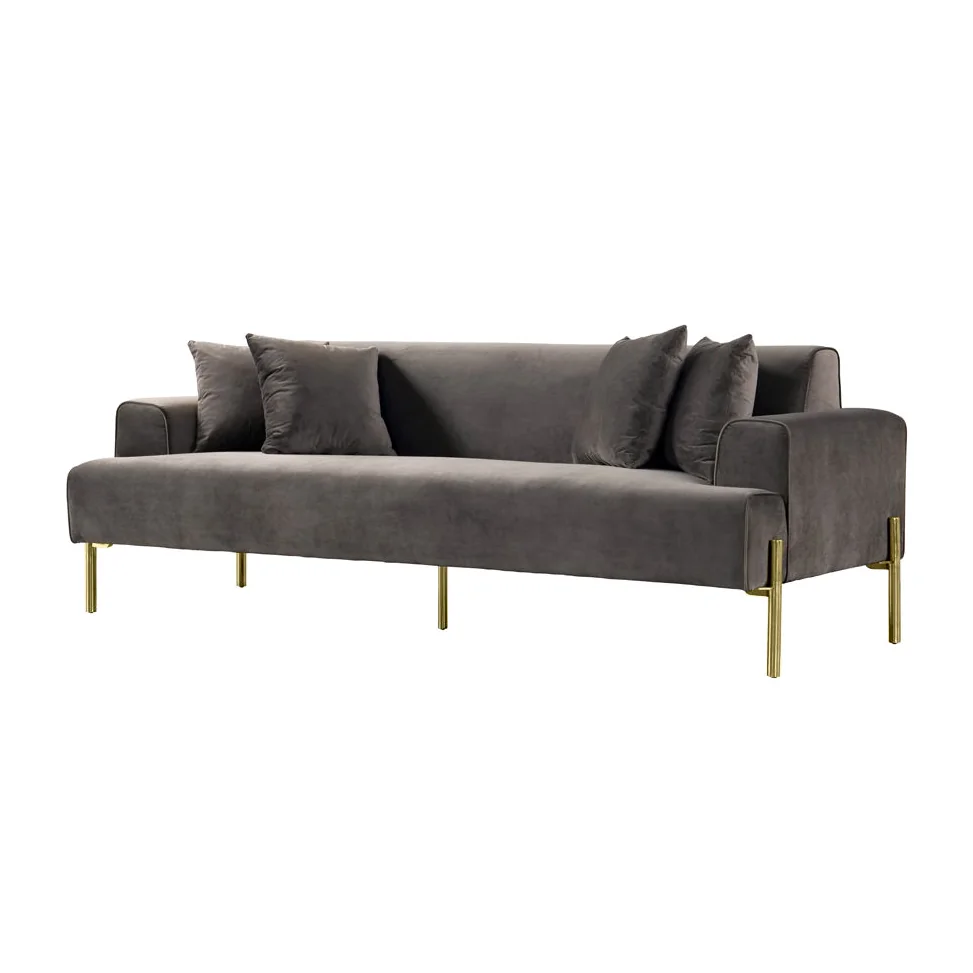 Duke Three Seat Sofa - Carbon - Brass base