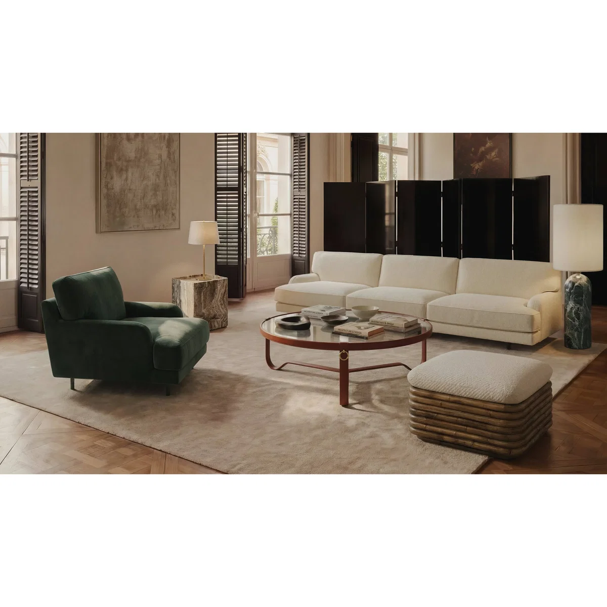 GUBI Flaneur sofa 3-seat Bouclé-matt black 3-seater – image 3