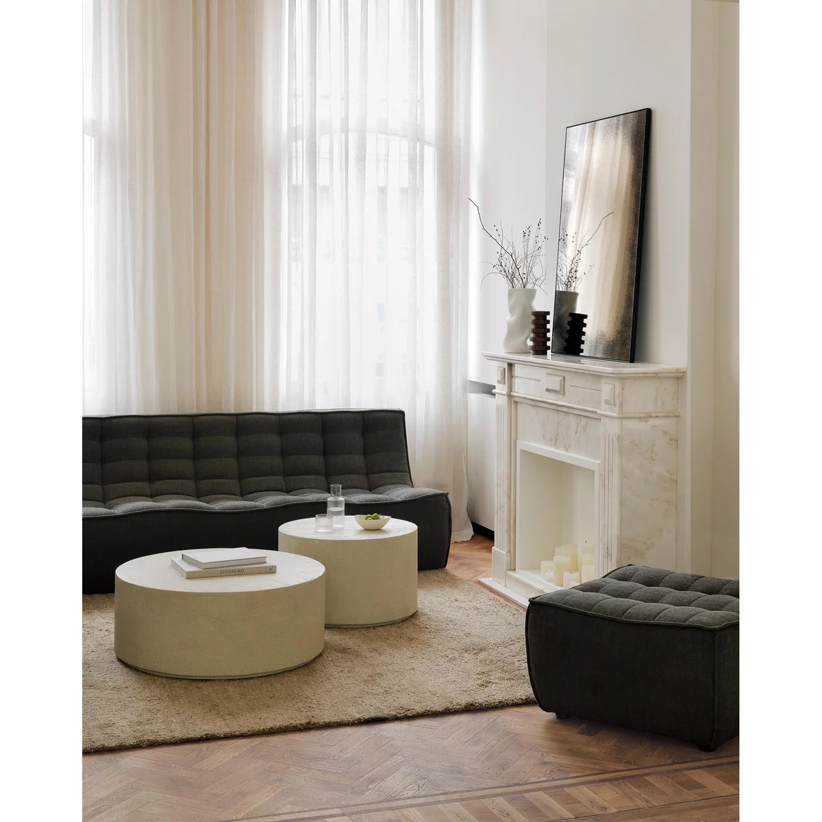 Ethnicraft N701 sofa 3 seater sofa Moss Eco fabric – image 6