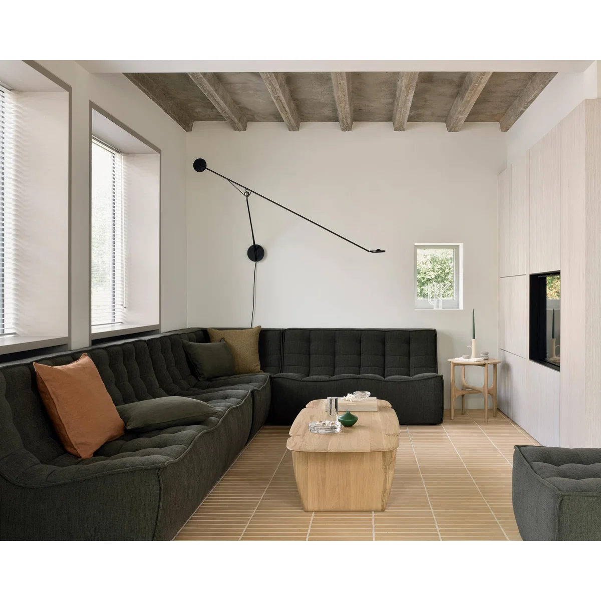 Ethnicraft N701 sofa 3 seater sofa Moss Eco fabric – image 9