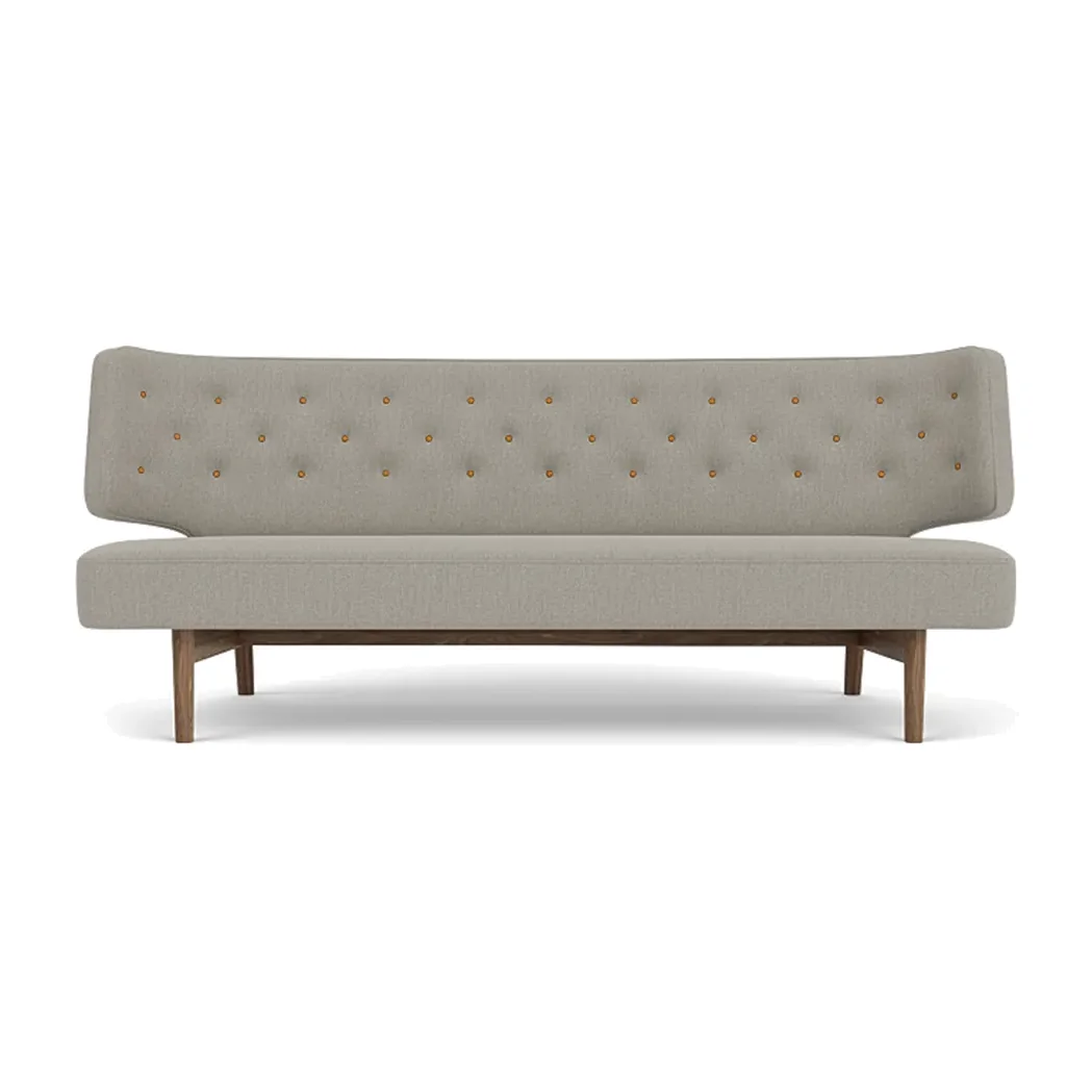 Audo Copenhagen Radiohus Sofa Fully Upholstered RE-WOOL PC1T Global HR BUTTONS Vegetal 4-Legs Base Re-wool 218-walnut leather buttons 2-seater